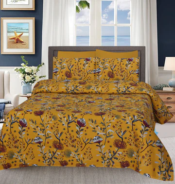 Mustard Floral- Bed Sheet
